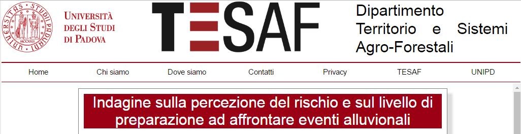 Rischio alluvionale: lo temete? Rispondete ad un questionario dell’Università di Padova