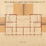 Pianta del primo piano del fabbricato per il personale. Plan of the first floor of the building created for the personnel.