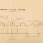 Sezione trasversale locali caldaie e magazzini, con descrizione di particolari costruttivi. Cross section of boiler rooms and warehouses, with description of construction details