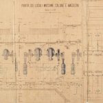 Pianta della sala macchine e dei locali caldaie e annessi magazzini. Plan of the engine room, boiler rooms and annexed warehouses,