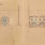 Sezioni e prospetti delle caldaie, 1900. Sections and perspective drawings of the boilers, 1900.